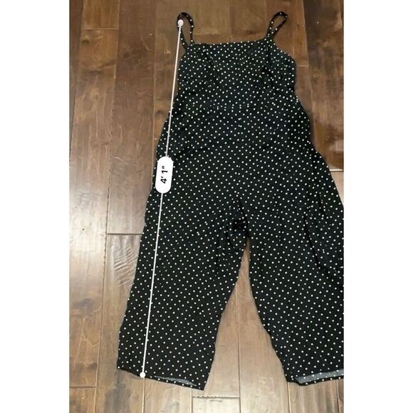 Old Navy Polka Dot Square Neck Cami Jumpsuit Romper Black White XL Summer Smock - Picture 10 of 13